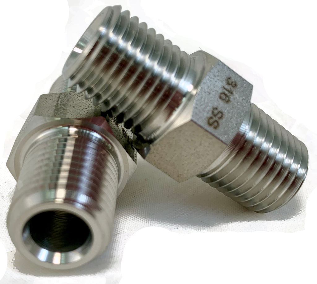 2 Pack 316 SS 1/4” NPT - 1/4” NPT Male/Male Coupler