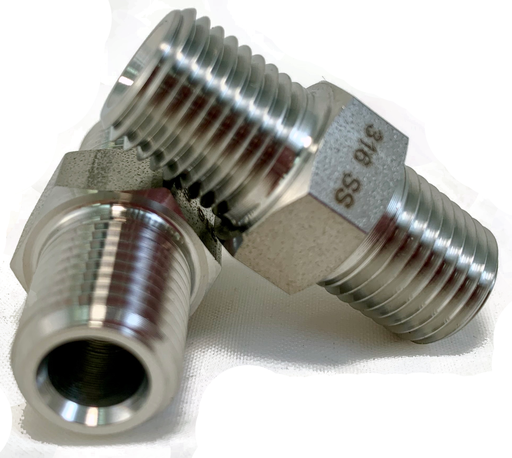 [316SS-CO-NP3M] 2 Pack 316 SS 1/4” NPT - 1/4” NPT Male/Male Coupler